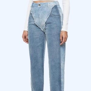 Maniere De Voir Straight Leg Slit High Waist Size 4 Jeans